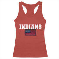 Classic Indians Racerback Tank Top Retro Varsity Vintage Team Name USA Flag - Wonder Print Shop