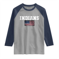 Classic Indians Raglan Shirt Retro Varsity Vintage Team Name USA Flag - Wonder Print Shop