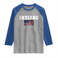 Classic Indians Raglan Shirt Retro Varsity Vintage Team Name USA Flag - Wonder Print Shop