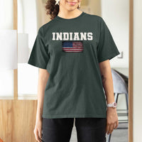 Classic Indians T Shirt For Women Retro Varsity Vintage Sports Team Name USA Flag - Wonder Print Shop