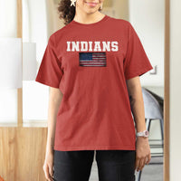 Classic Indians T Shirt For Women Retro Varsity Vintage Sports Team Name USA Flag - Wonder Print Shop