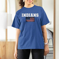 Classic Indians T Shirt For Women Retro Varsity Vintage Sports Team Name USA Flag - Wonder Print Shop