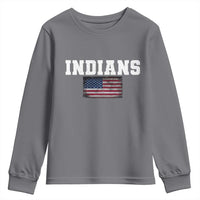 Classic Indians Youth Sweatshirt Retro Varsity Vintage Team Name USA Flag - Wonder Print Shop
