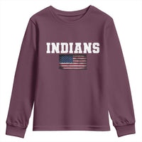 Classic Indians Youth Sweatshirt Retro Varsity Vintage Team Name USA Flag - Wonder Print Shop