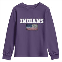 Classic Indians Youth Sweatshirt Retro Varsity Vintage Team Name USA Flag - Wonder Print Shop