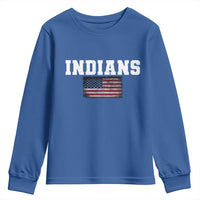 Classic Indians Youth Sweatshirt Retro Varsity Vintage Team Name USA Flag - Wonder Print Shop