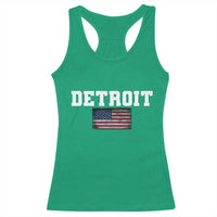 Classic Detroit Racerback Tank Top Retro Varsity Vintage Team Name USA Flag - Wonder Print Shop
