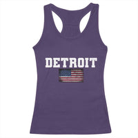 Classic Detroit Racerback Tank Top Retro Varsity Vintage Team Name USA Flag - Wonder Print Shop