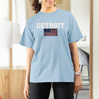 Classic Detroit T Shirt For Women Retro Varsity Vintage Sports Team Name USA Flag - Wonder Print Shop