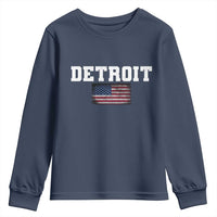 Classic Detroit Youth Sweatshirt Retro Varsity Vintage Team Name USA Flag - Wonder Print Shop