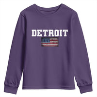 Classic Detroit Youth Sweatshirt Retro Varsity Vintage Team Name USA Flag - Wonder Print Shop
