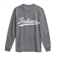 Retro Script Indians Long Sleeve Shirt Vintage Team Name - Wonder Print Shop