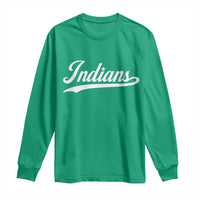 Retro Script Indians Long Sleeve Shirt Vintage Team Name - Wonder Print Shop