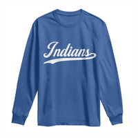 Retro Script Indians Long Sleeve Shirt Vintage Team Name - Wonder Print Shop