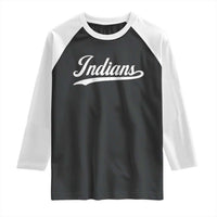 Retro Script Indians Raglan Shirt Vintage Team Name - Wonder Print Shop