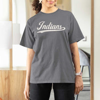 Retro Script Indians T Shirt For Women Vintage Sports Team Name - Wonder Print Shop