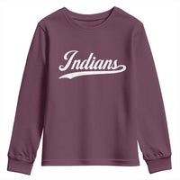 Retro Script Indians Youth Sweatshirt Vintage Team Name - Wonder Print Shop