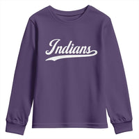 Retro Script Indians Youth Sweatshirt Vintage Team Name - Wonder Print Shop