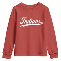 Retro Script Indians Youth Sweatshirt Vintage Team Name - Wonder Print Shop