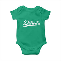 Retro Script Detroit Baby Onesie Vintage Team Name - Wonder Print Shop