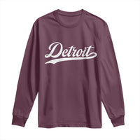 Retro Script Detroit Long Sleeve Shirt Vintage Team Name - Wonder Print Shop