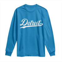 Retro Script Detroit Long Sleeve Shirt Vintage Team Name - Wonder Print Shop