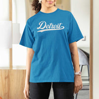 Retro Script Detroit T Shirt For Women Vintage Sports Team Name - Wonder Print Shop