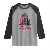 Marine Veteran 250th Anniversary Raglan Shirt Retro Military Corps American Flag - Wonder Print Shop