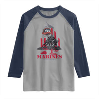 Marine Veteran 250th Anniversary Raglan Shirt Retro Military Corps American Flag - Wonder Print Shop