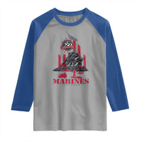 Marine Veteran 250th Anniversary Raglan Shirt Retro Military Corps American Flag - Wonder Print Shop