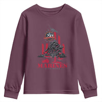 Marine Veteran 250th Anniversary Youth Sweatshirt Retro Military Corps American Flag - Wonder Print Shop