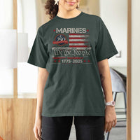 Marine Veteran 250th Anniversary T Shirt For Women Retro Patriotic Military Gift American Flag - Wonder Print Shop