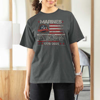 Marine Veteran 250th Anniversary T Shirt For Women Retro Patriotic Military Gift American Flag - Wonder Print Shop