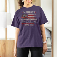 Marine Veteran 250th Anniversary T Shirt For Women Retro Patriotic Military Gift American Flag - Wonder Print Shop