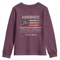 Marine Veteran 250th Anniversary Youth Sweatshirt Retro Patriotic Military Gift American Flag - Wonder Print Shop