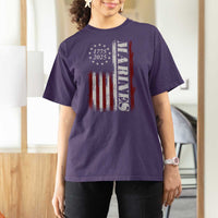 Marine 250th Anniversary T Shirt For Women Retro Patriotic Military Veteran Gift American Flag - Wonder Print Shop