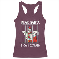 Funny Christmas Goose Racerback Tank Top Dear Santa I Can Explain Xmas Meme - Wonder Print Shop