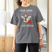 Funny Christmas Goose T Shirt For Women Dear Santa I Can Explain Xmas Meme - Wonder Print Shop