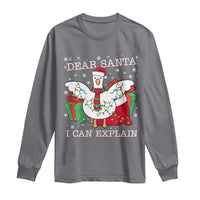 Funny Christmas Goose Long Sleeve Shirt Dear Santa I Can Explain Cute Xmas Meme - Wonder Print Shop