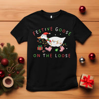 Funny Christmas Goose T Shirt Festive Goose On The Loose Xmas Duck Meme - Wonder Print Shop