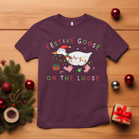 Funny Christmas Goose T Shirt Festive Goose On The Loose Xmas Duck Meme - Wonder Print Shop