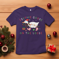 Funny Christmas Goose T Shirt Festive Goose On The Loose Xmas Duck Meme - Wonder Print Shop