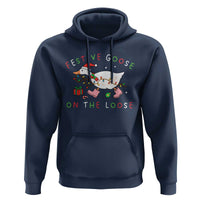 Funny Christmas Goose Hoodie Festive Goose On The Loose Xmas Duck Meme - Wonder Print Shop