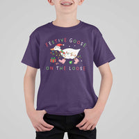 Funny Christmas Goose T Shirt For Kid Festive Goose On The Loose Xmas Duck Meme - Wonder Print Shop
