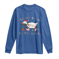 Funny Christmas Goose Long Sleeve Shirt Festive Goose On The Loose Xmas Duck Meme - Wonder Print Shop