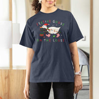 Funny Christmas Goose T Shirt For Women Festive Goose On The Loose Xmas Duck Meme - Wonder Print Shop