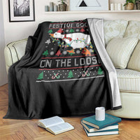 Funny Goose Ugly Christmas Throw Blanket Festive Goose On The Loose - Wonder Print Shop