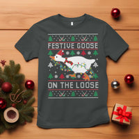 Funny Goose Ugly Christmas T Shirt Festive Goose On The Loose - Wonder Print Shop