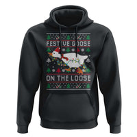 Funny Goose Ugly Christmas Hoodie Festive Goose On The Loose - Wonder Print Shop