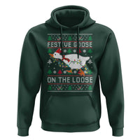 Funny Goose Ugly Christmas Hoodie Festive Goose On The Loose - Wonder Print Shop